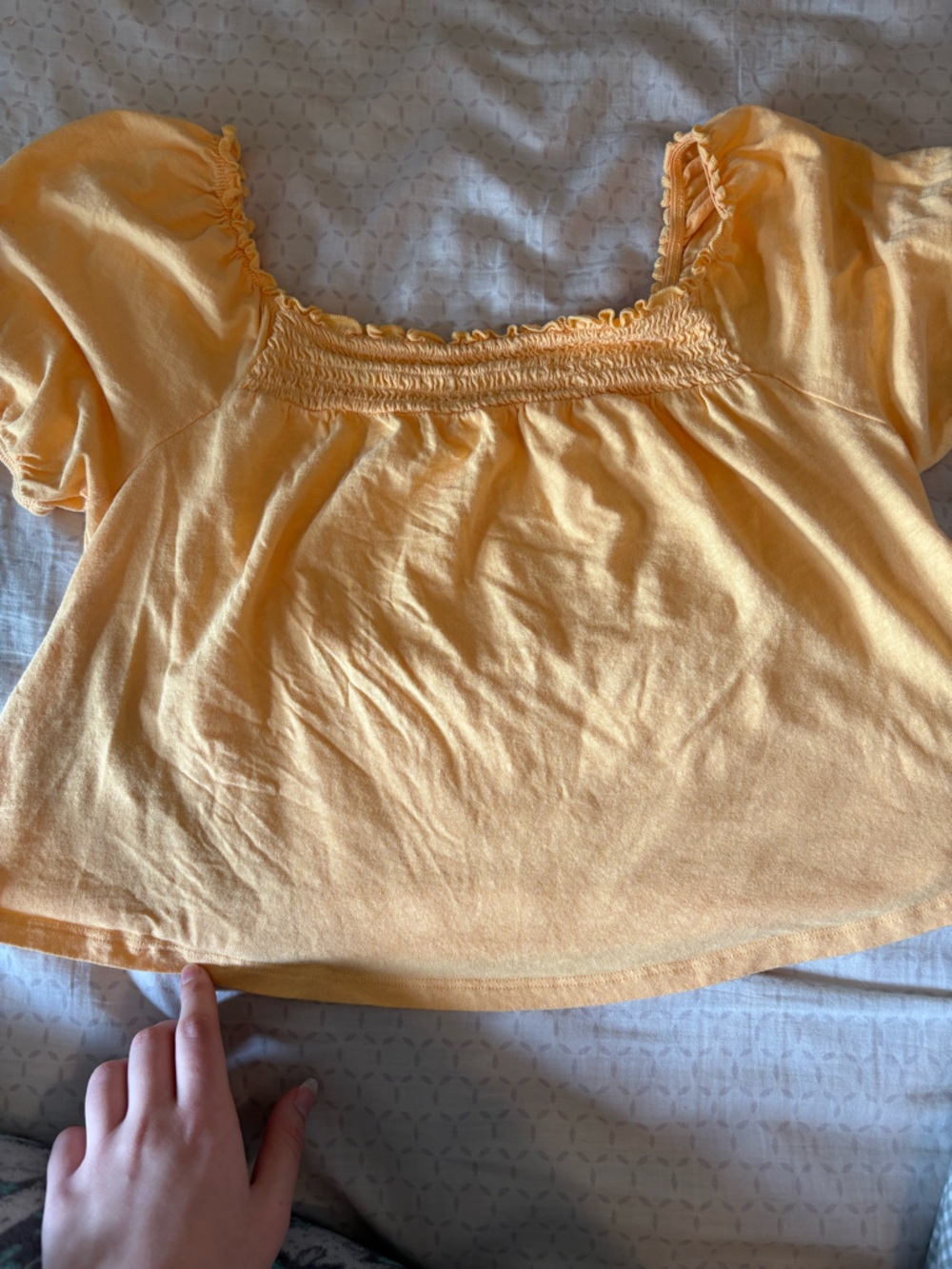American Eagle Outfitters Peachy Orange Smocked Off-the-Shoulder Top